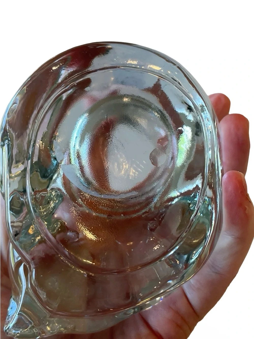 Vintage Indiana Glass Clear Crystal Sleeping Cat Votive/ Tealight Candle Holder